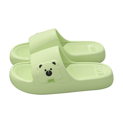 Cute Bear Home Slippers Summer Fashion Thick Bottom Non-slip Bathroom Slipper Women Men Couples Shoes